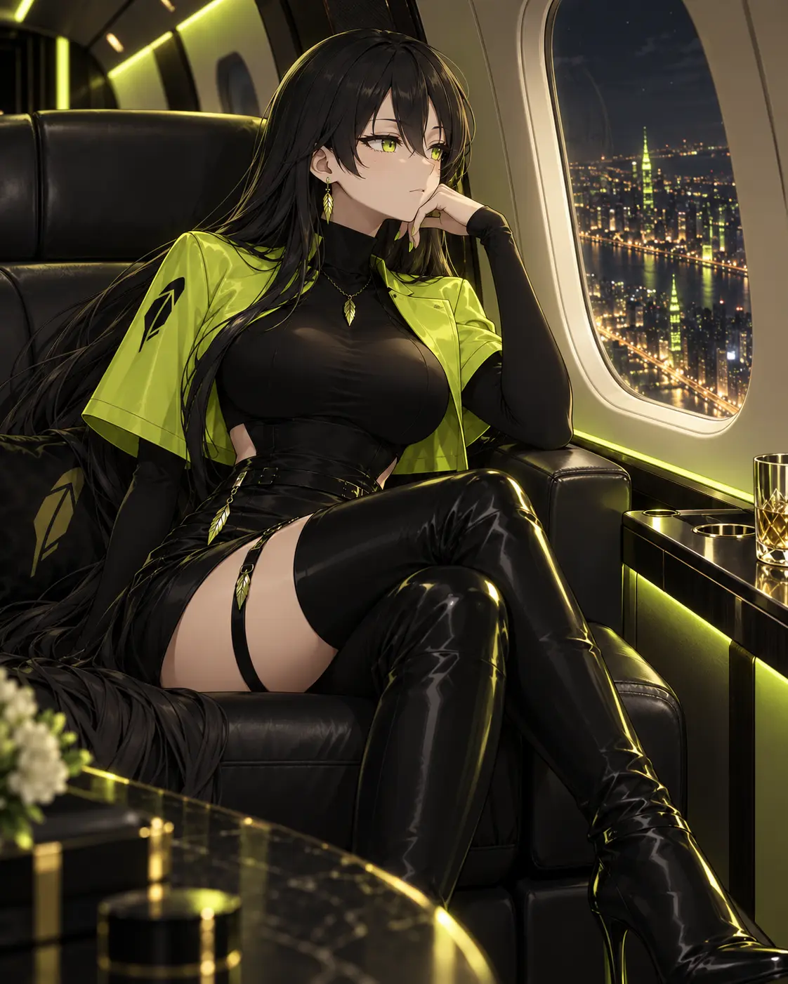 Robinhood-chan flying private over the night skyline